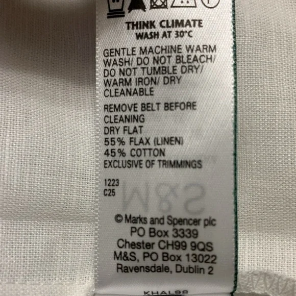 M&S Women Linen Rich Belted Collection Elegant White Shirt Dress Size 18 Quiet - Picture 9 of 16